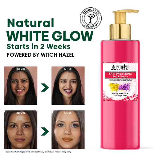 Rishi Natural Skin Whitening Face Wash Before and After