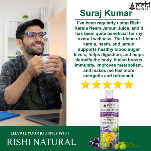 Rishi Natural Wild Karela Neem Jamun Juice Testimonial Image